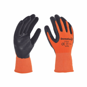 Guante de nylon y nitrilo naranja 51-816 DermaCare
